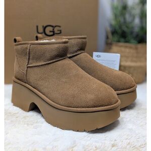 UGG Classic Ultra Mini New Heights Chestnut Platform Boots Women's Size 10 NIB